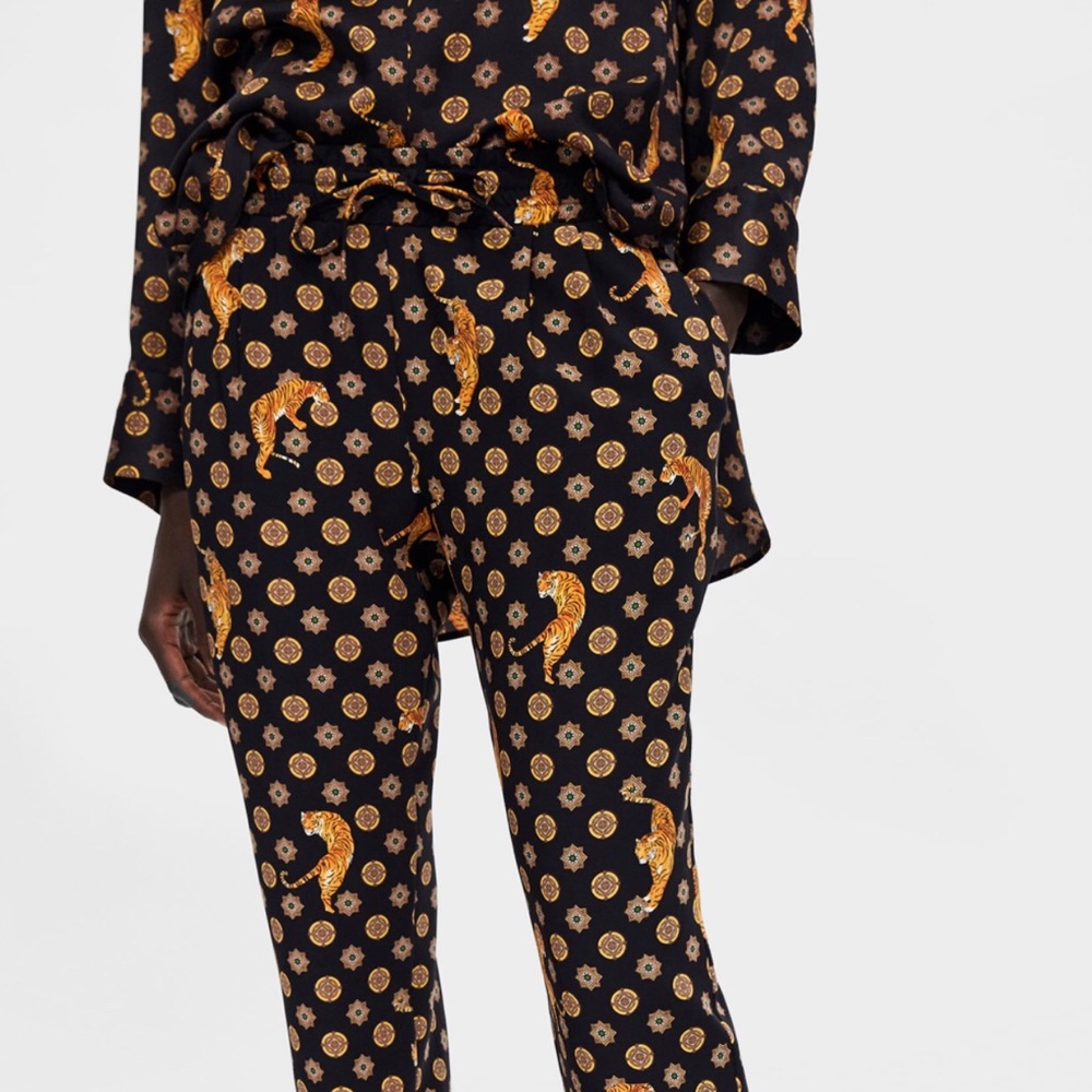 Zara Tiger Printed Jogger Style Trouser